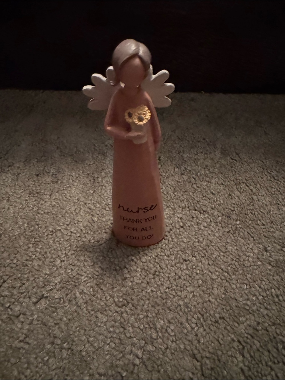 Nurse Angel Figurine with Gold Flower